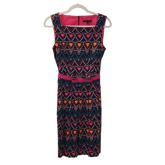 Nanette Lepore Graphic Print Belted Fit & Flare Dress Size 8 - Picture 1 of 9
